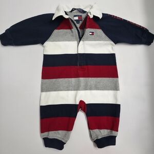Tommy Hilfiger Baby Romper 3-6 Months Red White Blue Logo Cotton One Piece